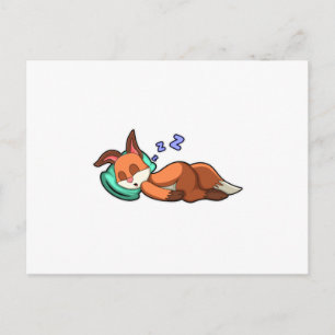 Carte Postale Renard dormant avec un oreiller