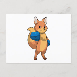 Carte Postale Renard en boxeur avec des gants de boxe