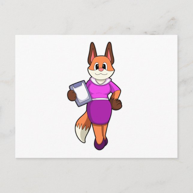 Carte Postale Renard en tant que secrétaire avec jupe (Devant)