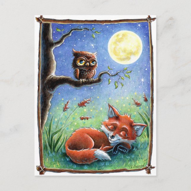 Carte Postale Renard endormi (Devant)