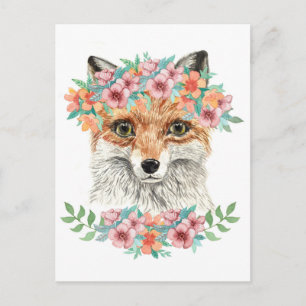 Carte Postale Renard floral