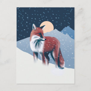 Carte Postale Renard Mélange Dans La Neige D'Hiver Illustration