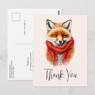 Carte Postale Renard mignon dans une écharpe rouge Image d'autom