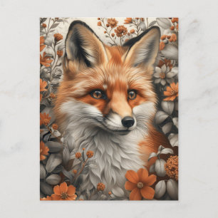 Carte Postale Renard mystique éthéré dans la forêt enchantée