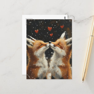 Carte Postale Renard rouge en amour