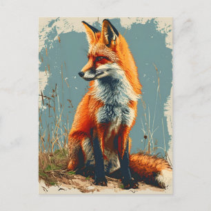Carte Postale Renard vintage : Le charme intemporel de la faune