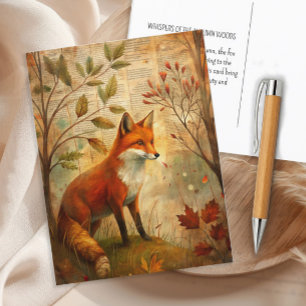 Carte Postale Renard vintage Woodland Automne quitte Terre Rusti