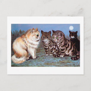 Carte Postale Rencontre de chatons au clair de lune, Louis Wain