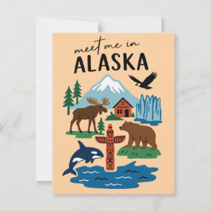 Carte Postale Rencontre-moi en Alaska Icônes Rétro