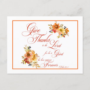 Carte Postale Rendez grâce au Seigneur automne aquarelle floral 