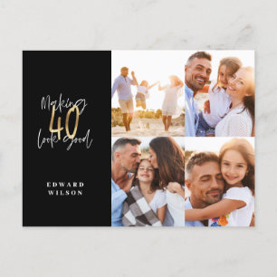 Carte Postale rendre 40 look bon noir et or multi photo 