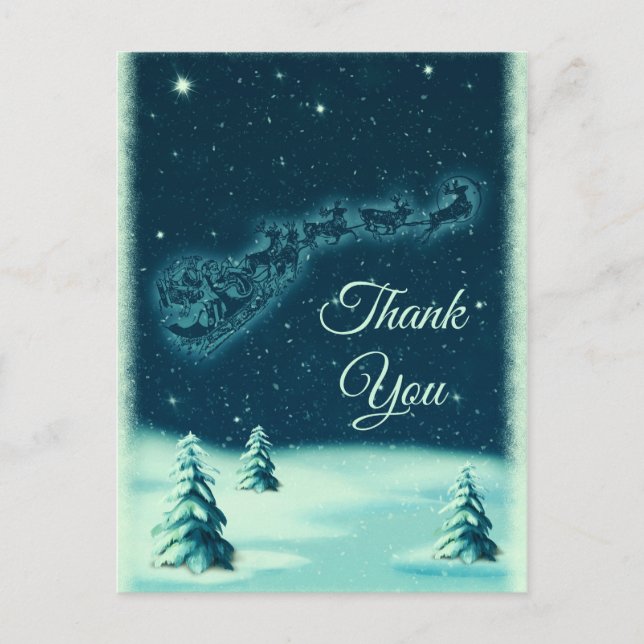 Carte Postale Rennes tirant le Père Noël à Noël Merci (Devant)