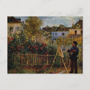 Carte Postale Renoir Claude Monet Peinture dans son jardin à Arg