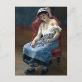 Carte Postale Renoir Dormir Fille Avec Chat Art Classique