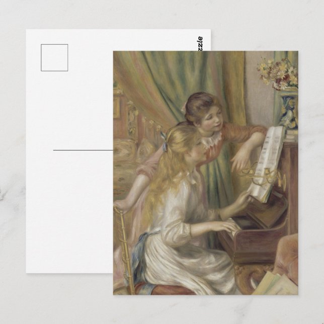 Carte Postale Renoir - Filles au Piano Art (Devant / Derrière)
