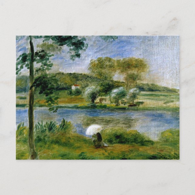 Carte Postale Renoir - Paysage, Les rives de la rivière (Devant)