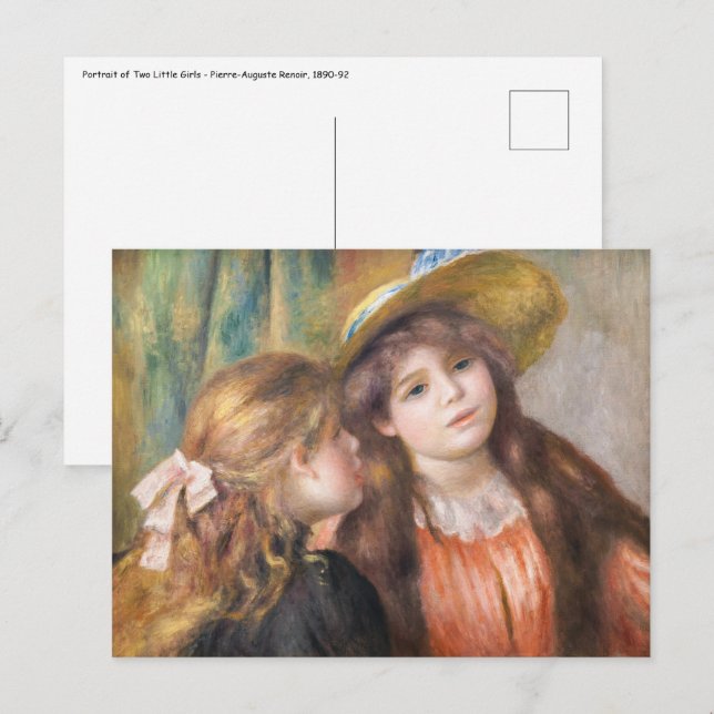 Carte Postale Renoir - Portrait de deux petites filles (Devant / Derrière)