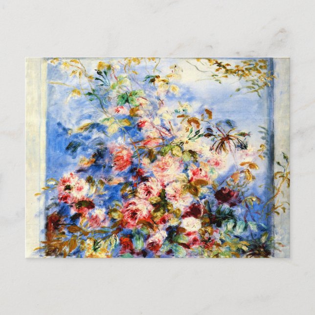 Carte Postale Renoir - Roses dans une fenêtre, (Devant)