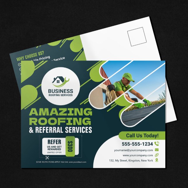 Carte Postale Réparations des services de toiture verte, install (Créateur téléchargé)