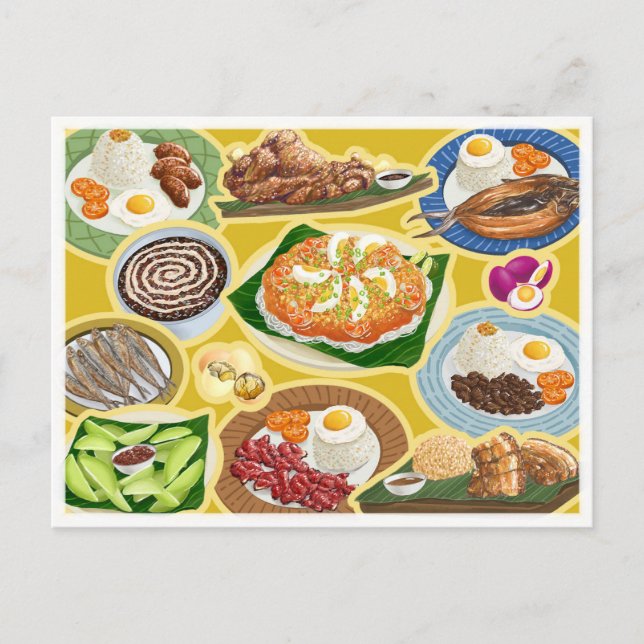 Carte Postale Repas philippins / Aliments de confort Pinoy (Devant)