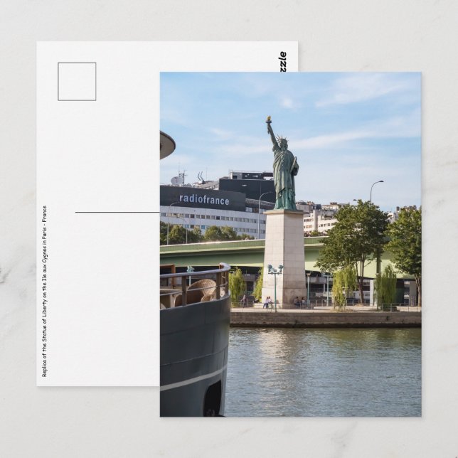 Carte Postale Réplique de la statue de la Liberté - Paris, Franc (Devant / Derrière)