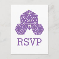 Carte postale Réponse aux dés D20 violet