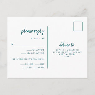 Carte Postale Réponse de choix de repas de mariage à l'écriture 