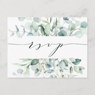 Carte Postale Réponse de mariage au feuillage vert élégant