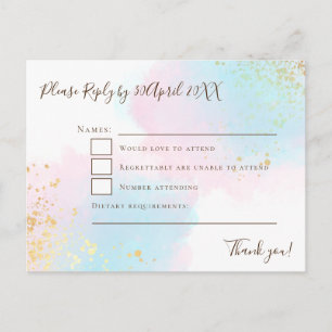Carte Postale Réponse de mariage élégante rose sarcelle avec con