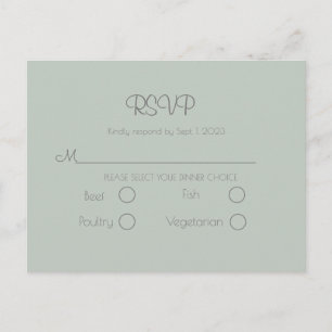 Carte Postale Réponse de mariage vert sauge simple élégante