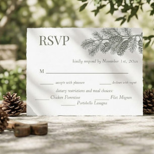 Carte Postale Réponse de RSVP de mariage avec verdure de branche