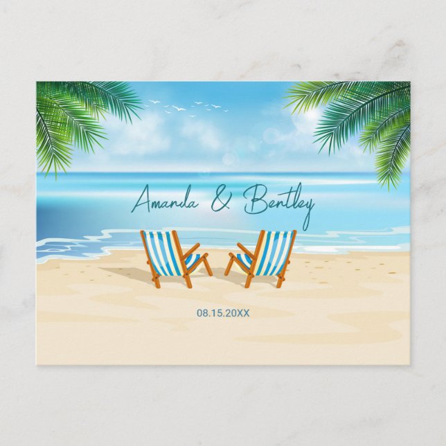 Carte Postale Réponse des chaises de plage RSVP (Devant)