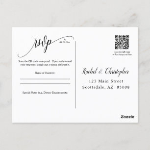 Carte Postale Réponse RSVP de l'événement Mariage de code QR sim