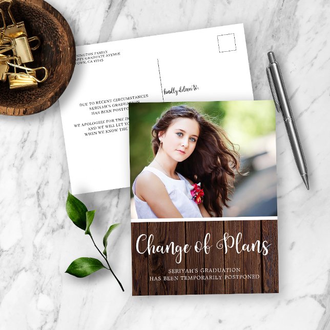 Carte Postale Report de la graduation du bois rustique (Créateur téléchargé)