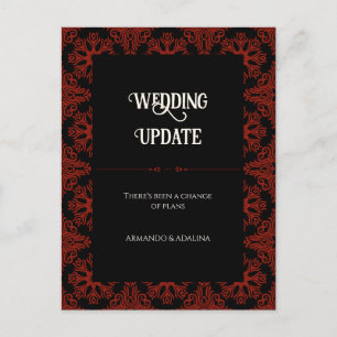 Carte Postale Report du Mariage gothique noir et rouge