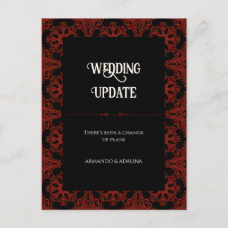 Carte Postale Report du Mariage gothique noir et rouge