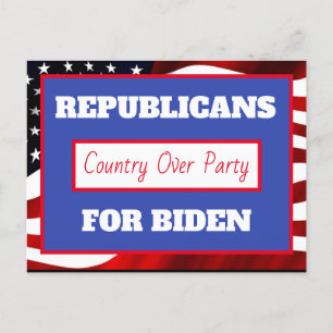 Carte Postale Républicains pour Joe Biden, Le pays au-dessus du 