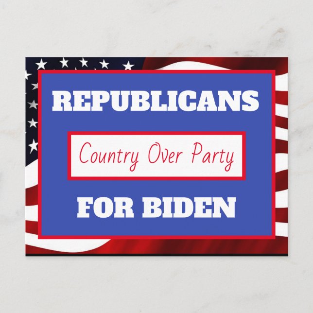 Carte Postale Républicains pour Joe Biden, Le pays au-dessus du  (Devant)
