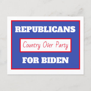 Carte Postale Républicains pour Joe Biden, Le pays au-dessus du 