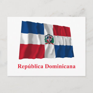 Carte Postale République Dominicaine Drapeau avec nom en espagno