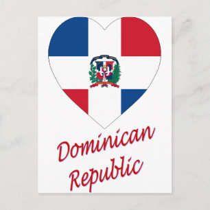 Carte Postale République dominicaine Drapeau Coeur avec nom
