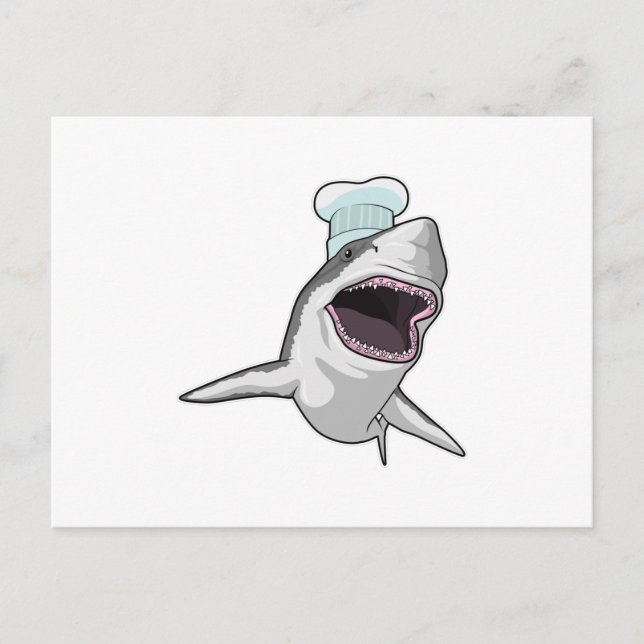 Carte Postale Requin comme cuisinier avec un chapeau de chef (Devant)