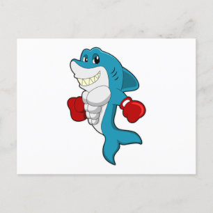 Carte Postale Requin en boxeur avec gants de boxe