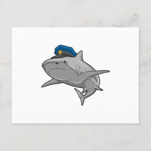 Carte Postale Requin en tant qu'agent de police Police
