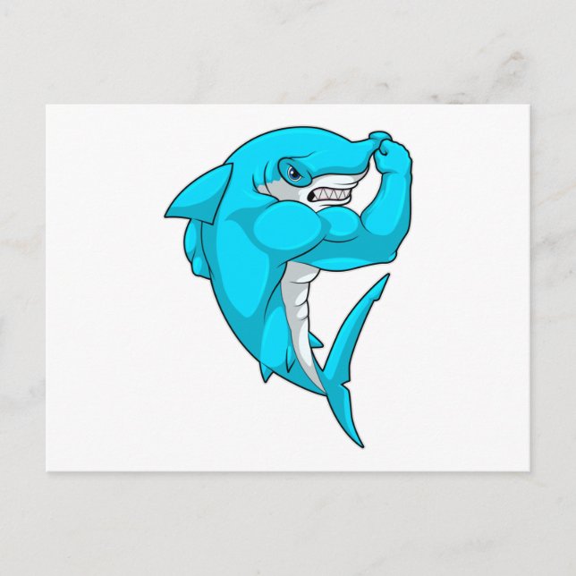 Carte Postale requin-marteau en tant que culturiste au Bodybuild (Devant)
