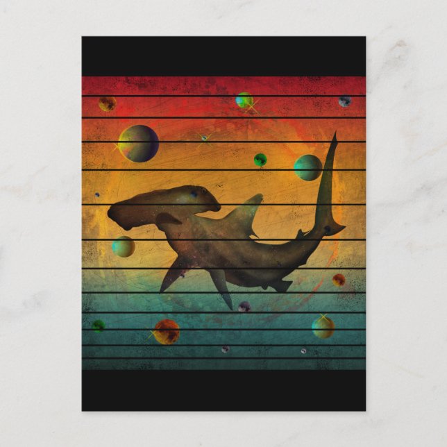 Carte Postale Requin spatial vintage drôle (Devant)
