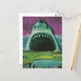 Carte Postale Requin surréaliste sur le terrain de golf