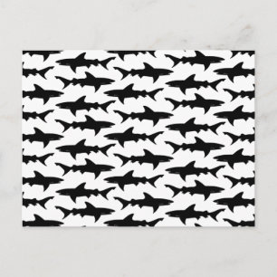 Carte Postale Requins - Élégant Motif de requins noirs et blancs