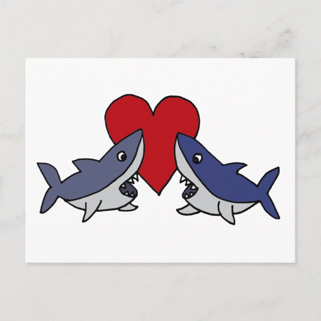 Carte Postale Requins stupides dans l'art amoureux (Devant)