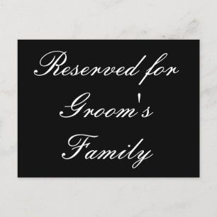 Carte Postale Réservé à la famille de Groom